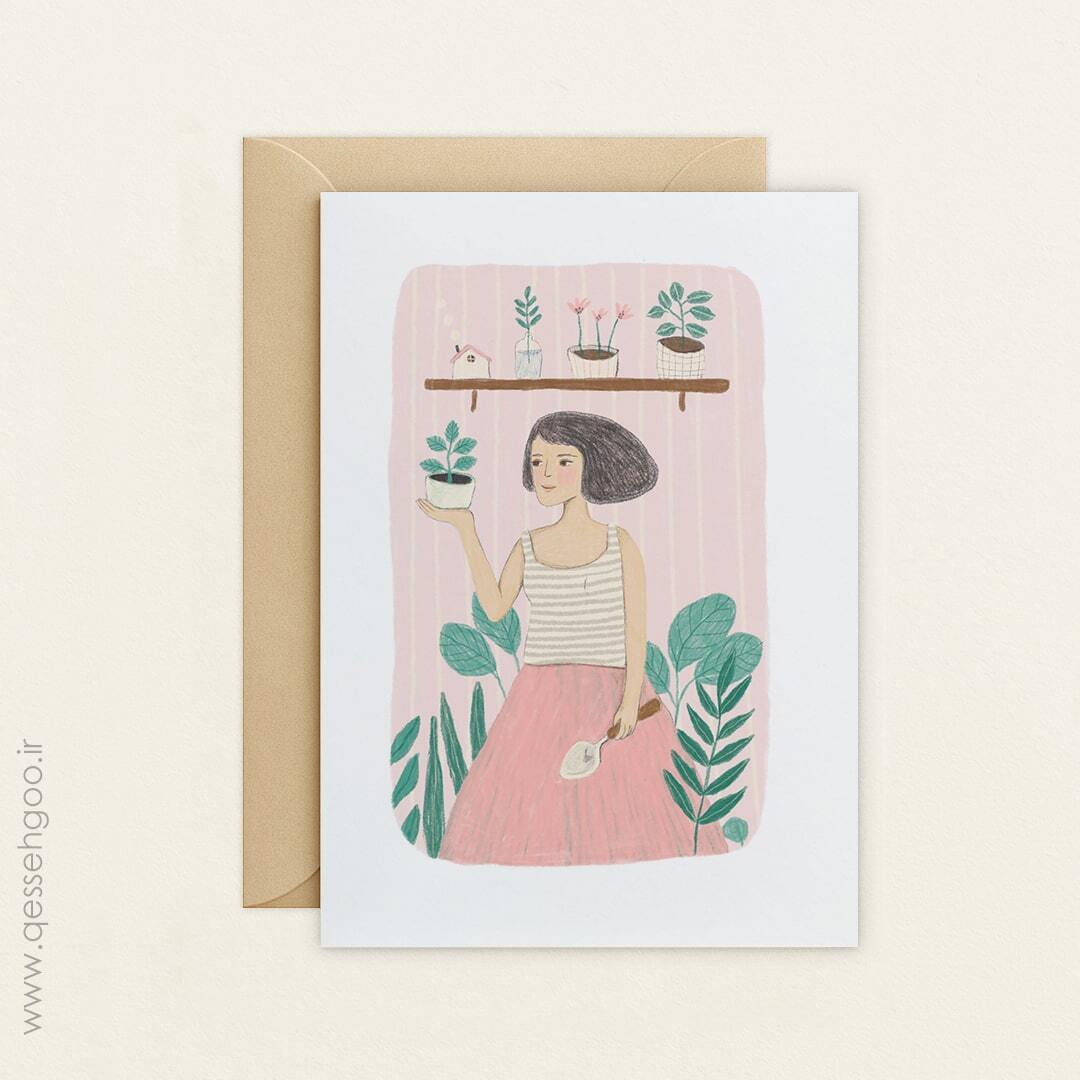  تصویرسازی دختر با گل و بیلچه 