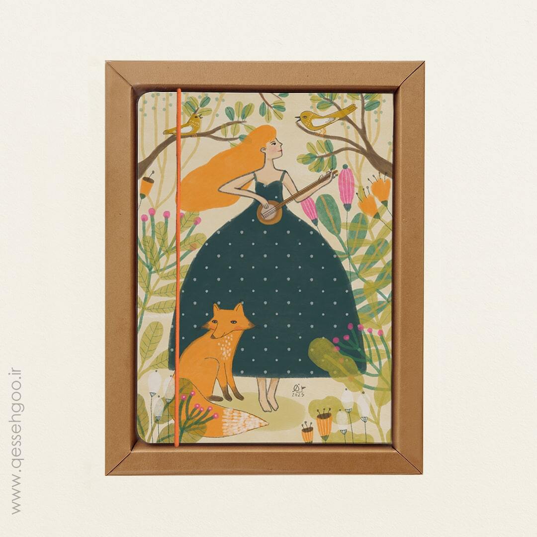  تصویرسازی دختر و روباه روی جلد دفتر دست ساز 