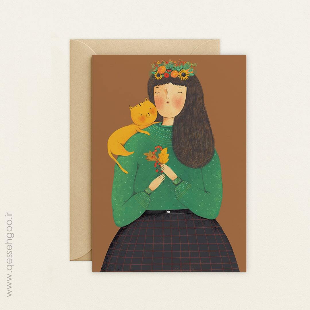  تصویرسازی دیجیتال دختر و گربه 