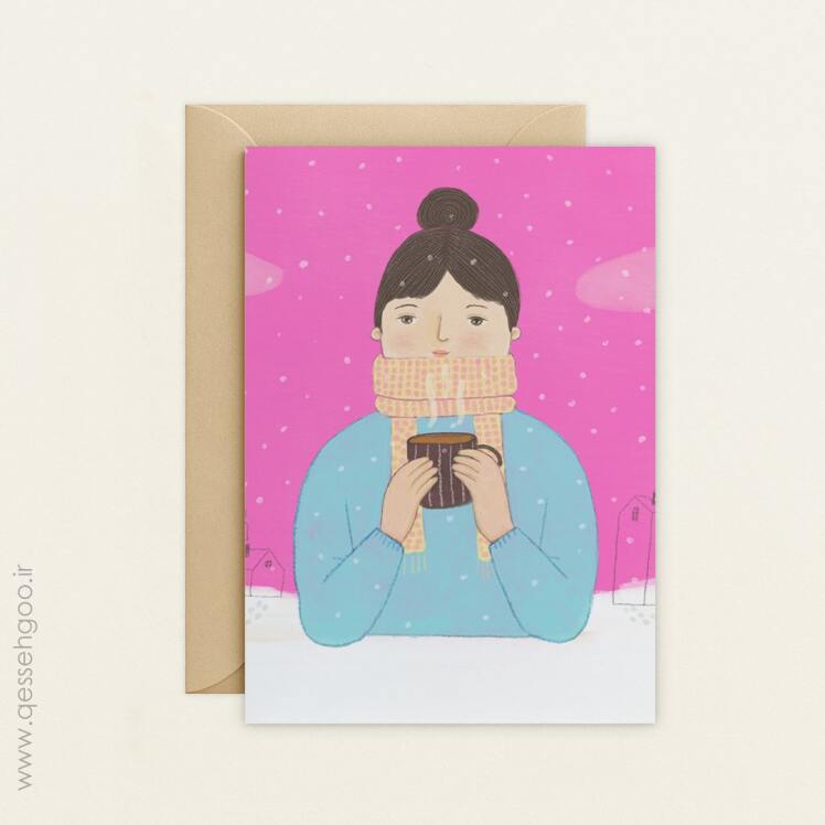 تصویرسازی دختر با طرح زمستون و برف