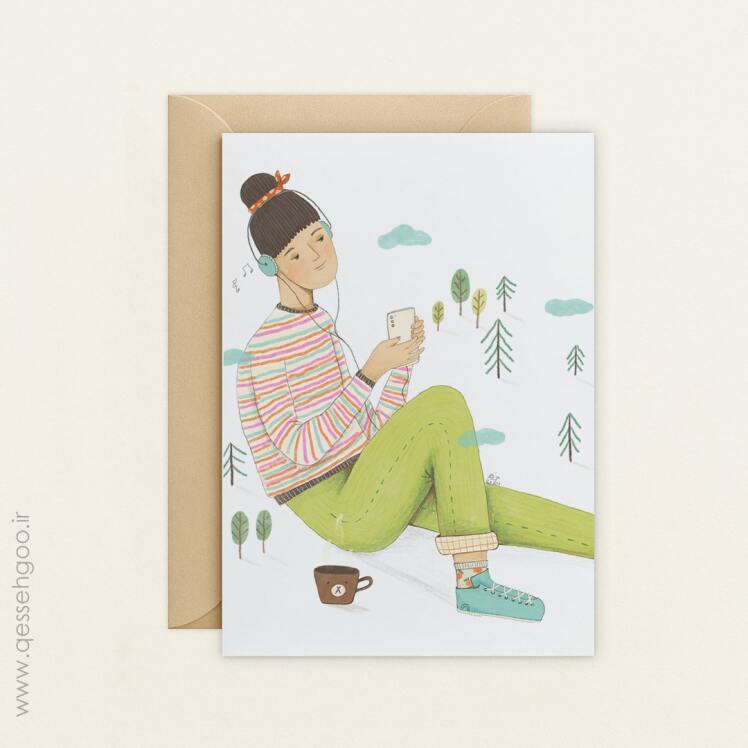 دختر و موسیقی و طبیعت