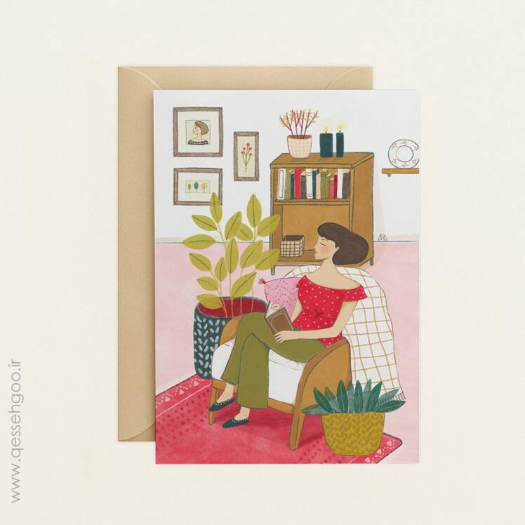 تصویرسازی دختر در حال خواندن کتاب