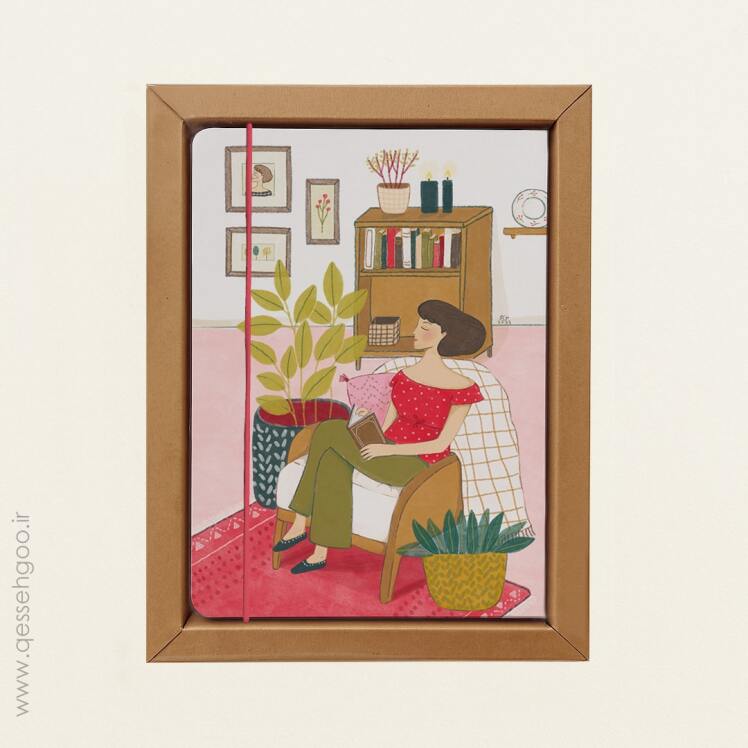 دفتر با تصویرسازی دختر کتابخوان